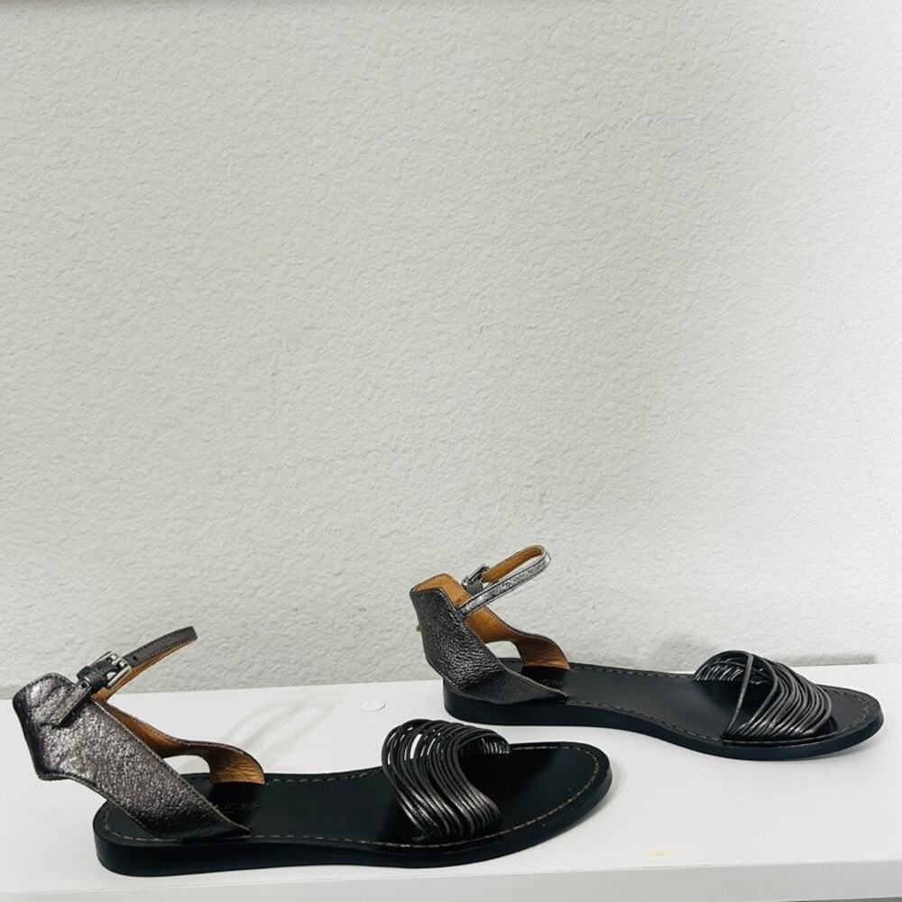 Coach Melynda Pewter Leather Cage Strappy Gladiator Adjacent Sandals Size 6 - Picture 4 of 11
